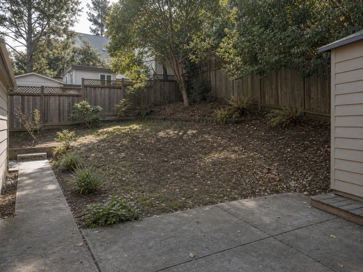 Tight backyard site before detached ADU construction