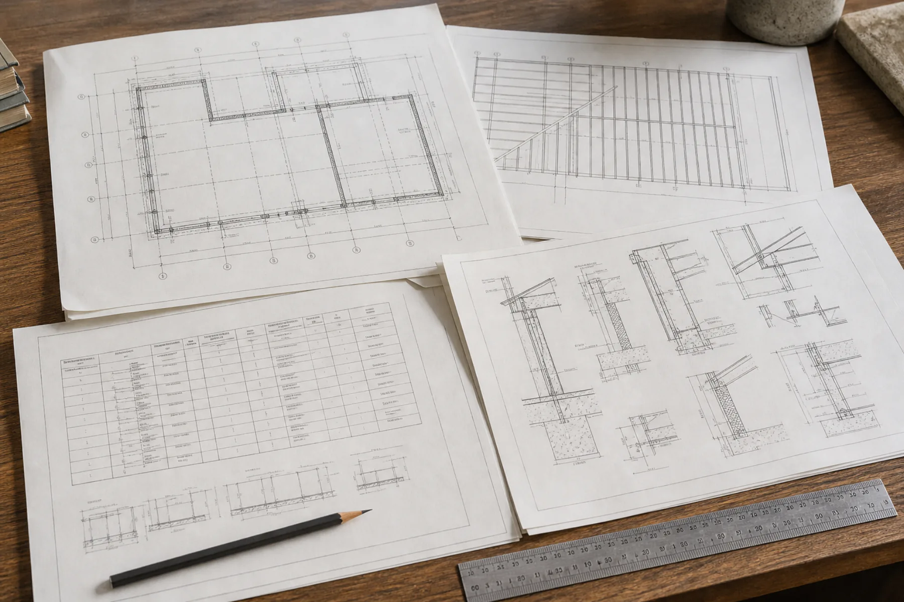 Structural sheet set for a detached ADU with foundation and roof framing plans