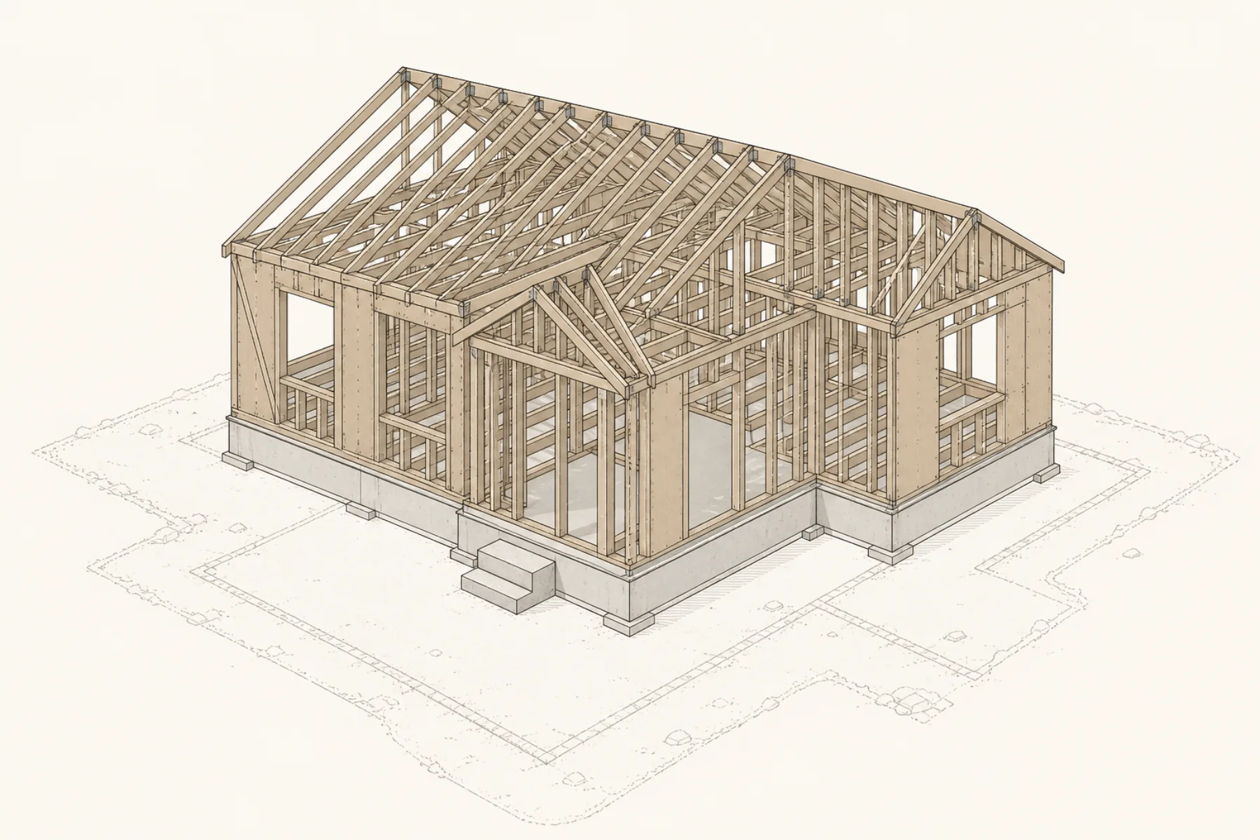 Technical cutaway of an all-new structural system on a new foundation