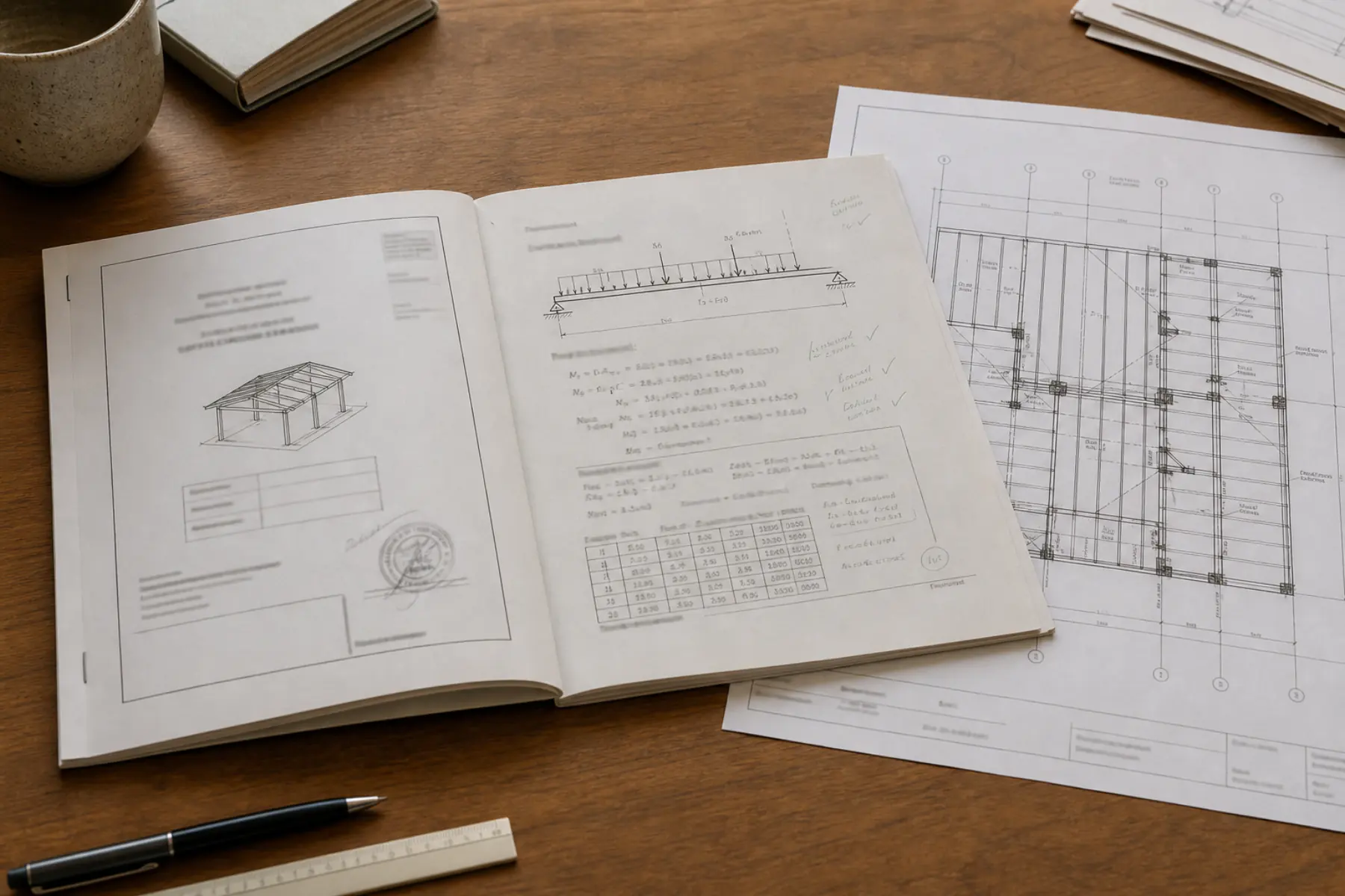 Structural calculation package beside a coordinated framing plan